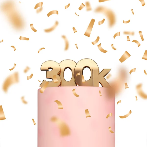 300k Social-Media-Follower oder Abonnenten feiern Hintergrund. 3D-Rendering — Stockfoto