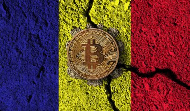 Andorra bayrağı kırılmış Bitcoin kripto para birimi. Kripto kısıtlamaları
