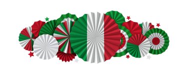 İtalya bayrak kağıdı fan arka planı. İtalyan bayram bayrağı. 3B Hazırlama