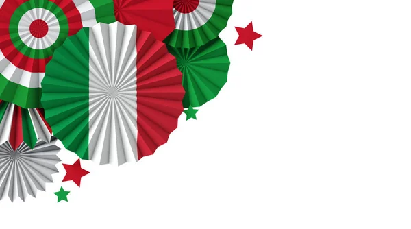 Itália bandeira de fundo fã de papel. Banner celebração feriado italiano. Renderização 3D — Fotografia de Stock