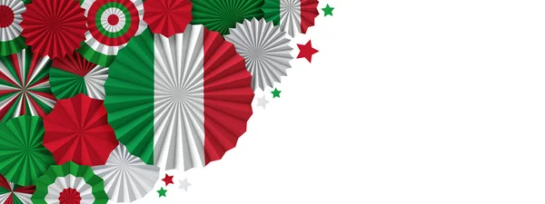 Itálie vlajky papír fanoušky pozadí. Italský sváteční plakát. 3D vykreslení — Stock fotografie