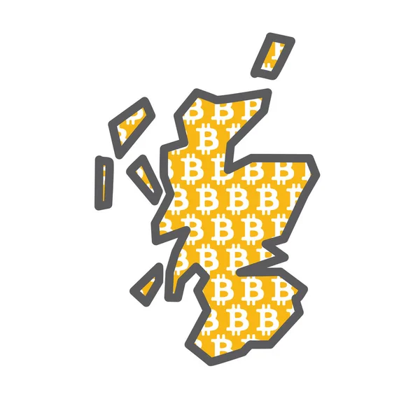 Skottland landskarta med bitcoin krypto valuta logotyp — Stock vektor