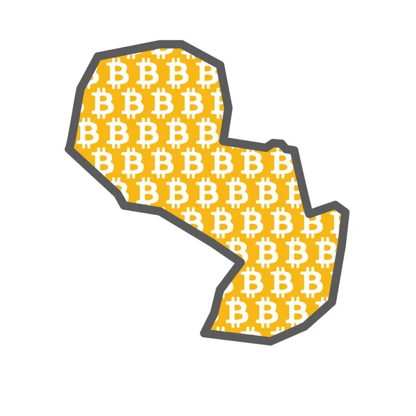 Paraguay landskarta med bitcoin krypto valuta logotyp — Stock vektor