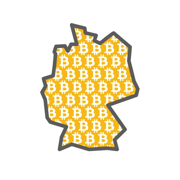 Tyskland landskarta med bitcoin krypto valuta logotyp — Stock vektor