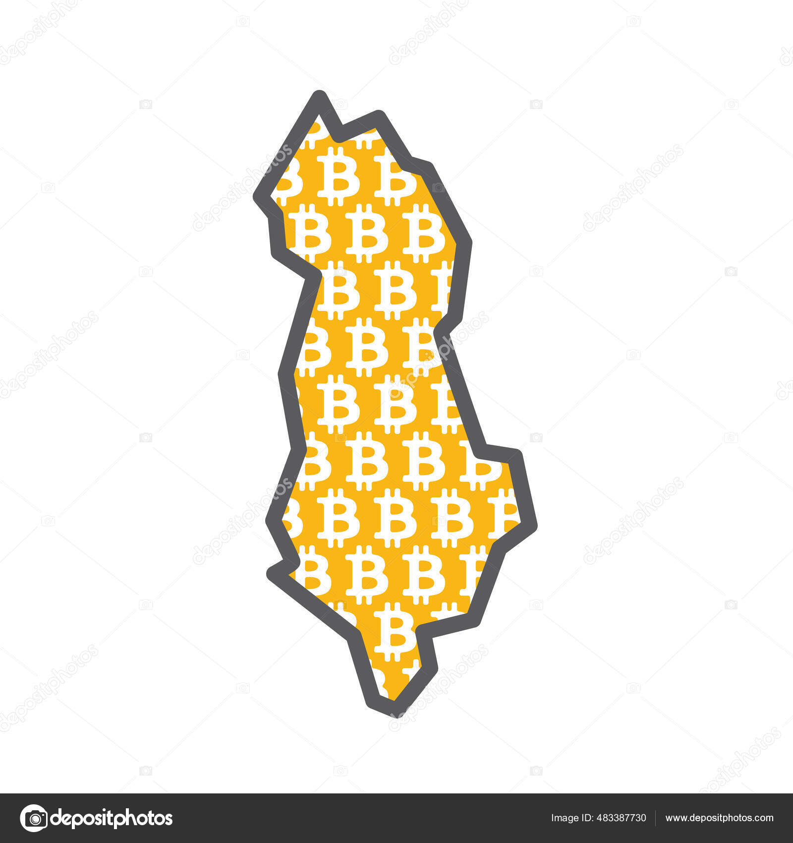 알바니아의 국가 지도 비트코인 crypto 통화 로고와 함께 스톡 벡터 - ©InkDropCreative 483387730