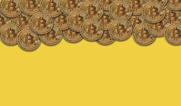 Bitcoin oro criptomoneda moneda de fondo. Renderizado 3D —  Fotos de Stock