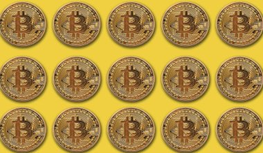 Bitcoin altın kripto para arkaplanı. 3B Hazırlama