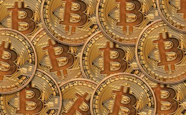 Bitcoin altın kripto para arkaplanı. 3B Hazırlama