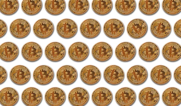 Bitcoin oro criptomoneda moneda de fondo. Renderizado 3D —  Fotos de Stock