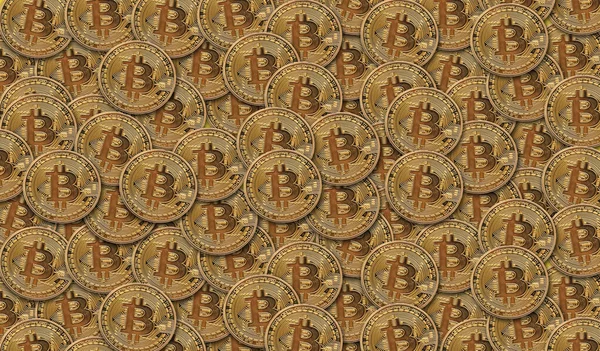 Bitcoin oro criptomoneda moneda de fondo. Renderizado 3D — Foto de Stock