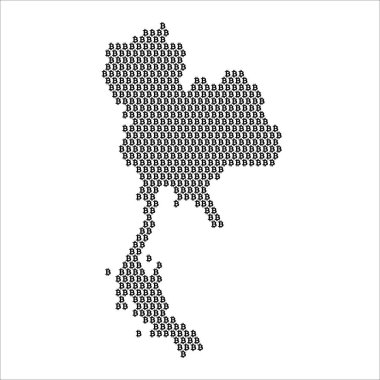 Bitcoin kripto para birimi logosuyla yapılmış Tayland ülke haritası