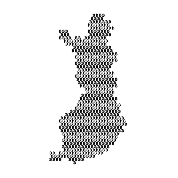 Finland landkaart gemaakt met Bitcoin crypto valuta logo — Stockvector