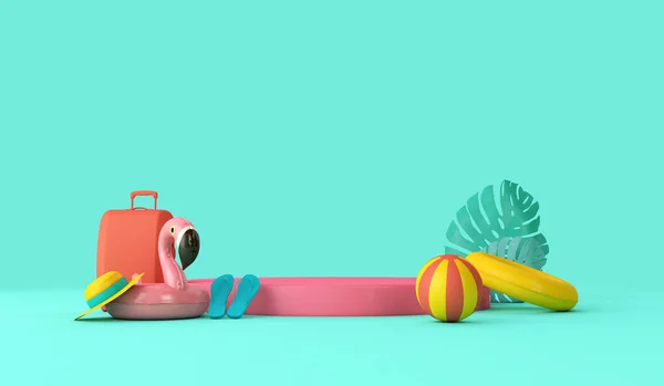 Літні канікули подіум сценічний фон для показу продуктів. 3D рендерингу — стокове фото