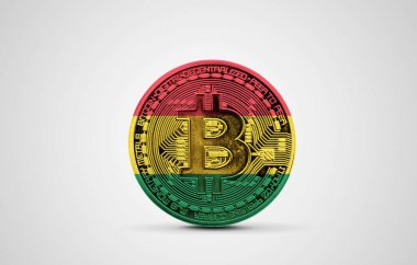 Bolivya bayrağı bir bitcoin kripto para üzerinde. 3B Hazırlama