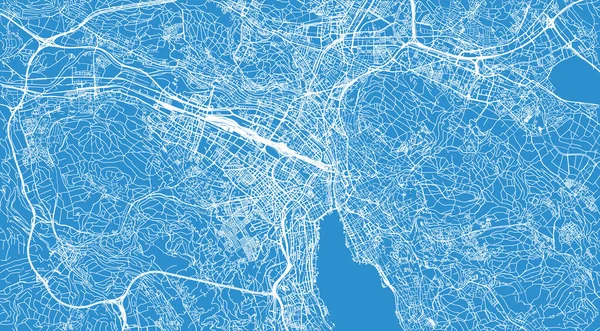 Mapa da cidade de vetor urbano de Zurique, Suíça, Europa — Vetor de Stock