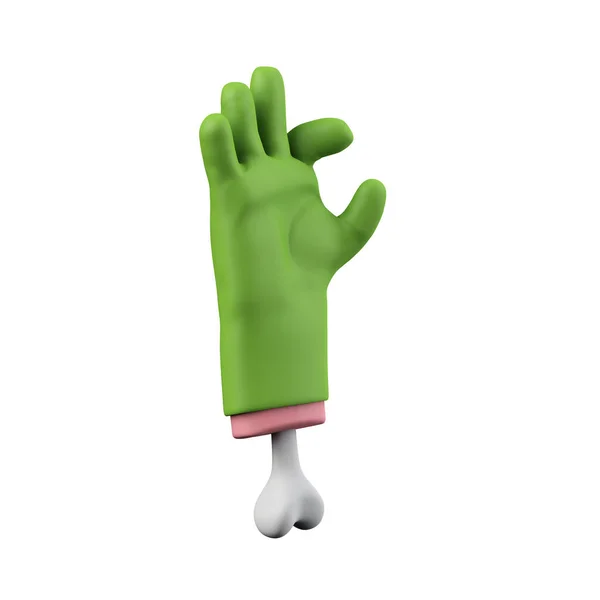 Cartone animato inquietante Halloween mano mostro verde. Rendering 3D — Foto Stock