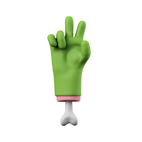 Cartoon strašidelné halloween zelené monstrum ruku. 3D vykreslování — Stock fotografie