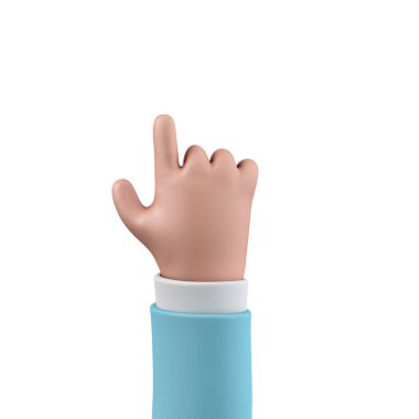 Cartoon character style hand in a pointing pose. 3D Rendering