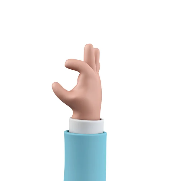 オブジェクトのポーズを保持する漫画のキャラクタースタイルの手。3Dレンダリング — ストック写真