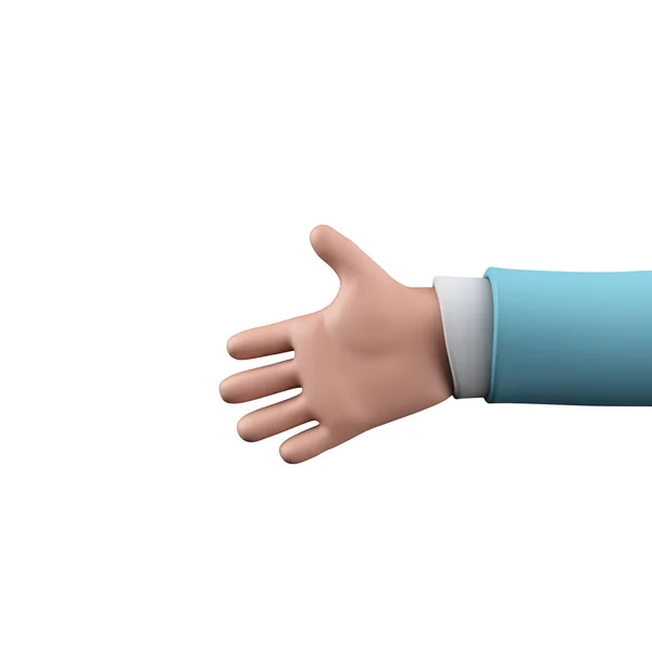 Cartoon character style hand in a handshake pose. 3D Rendering — Fotografia de Stock