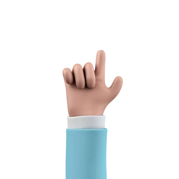 Cartoon character style hand in a pointing pose. 3D Rendering — Fotografia de Stock