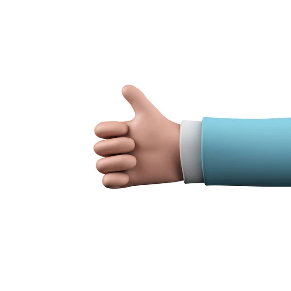 Cartoon character style hand showing thumbs up. 3D Rendering — Fotografia de Stock