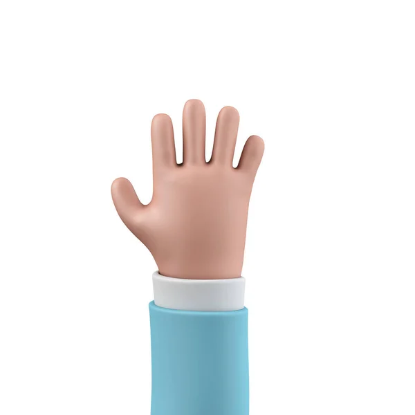 Cartoon character style hand showing waing hand. 3D Rendering — Stok fotoğraf