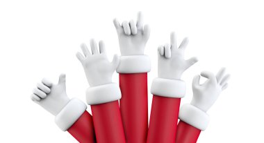 Çoklu Noel Baba, neşeli çizgi film karakteri kolu. 3B Hazırlama