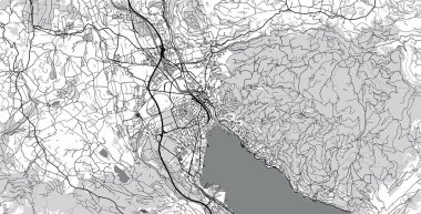 Şehir vektör şehir haritası thun, İsviçre, Avrupa