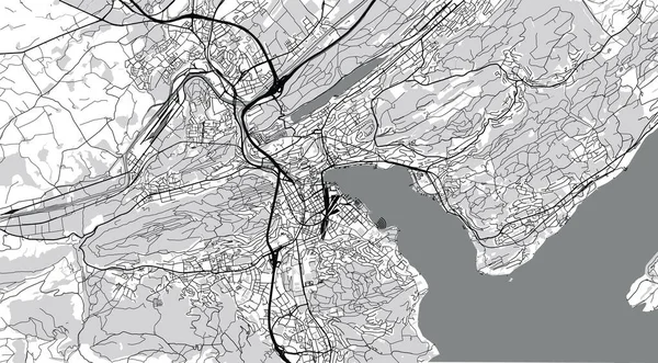 瑞士卢塞恩城市矢量城市地图，欧洲 — 图库矢量图片