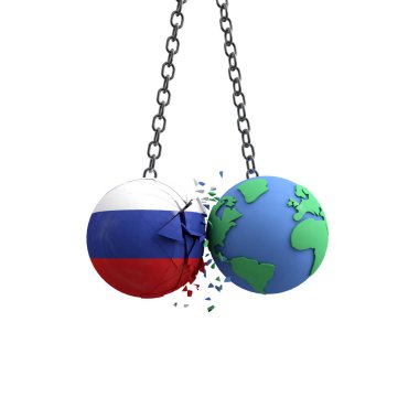 Rusya bayrak topu Dünya 'ya çarptı. Çevresel etki kavramı. 3B Hazırlama