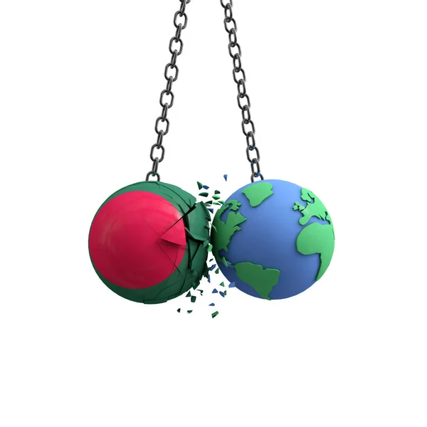 バハマの旗ボールは地球を打つ。環境負荷概念。3Dレンダリング — ストック写真