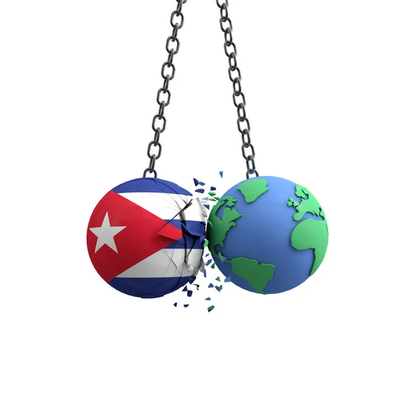 Cuba vlaggenbal raakt de planeet aarde. Milieueffectrapportage. 3D Render — Stockfoto
