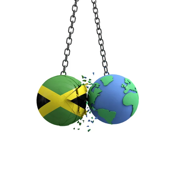Jamaikas Flaggenball trifft den Planeten Erde. Umweltverträglichkeitskonzept. 3D Render — Stockfoto