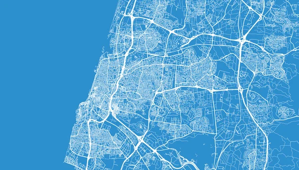 Mapa da cidade de vetores urbanos de Tel Aviv, Israel, Oriente Médio — Vetor de Stock