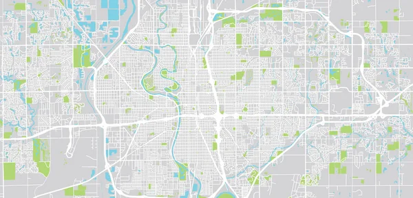 Kentsel vektör şehir haritası Wichita, Kansas, ABD — Stok Vektör