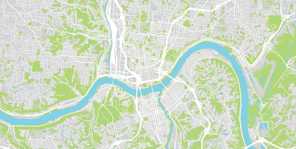 Stadtplan von Cincinnati, Ohio, Vereinigte Staaten von Amerika — Stockvektor