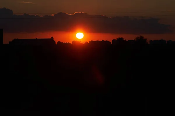 Пейзаж Восхода Солнца Оранжевыми Облаками Городской Пейзаж Валенсии Испания — стоковое фото