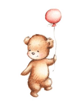 Bebek ayı pembe balon ile