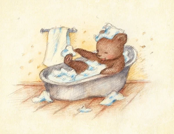 沐浴玩具熊 — 图库照片