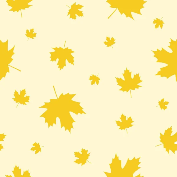 Seamless Pattern with Yellow Autumn Maple Leaves. Vector Illustration. Autumn Design Collection, Backgrounds, — Stock Vector