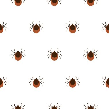 Süsleme için kene böcekleri olan ve beyaz arkaplanı kaplayan gerçekçi, kusursuz bir model. Düz Çizim