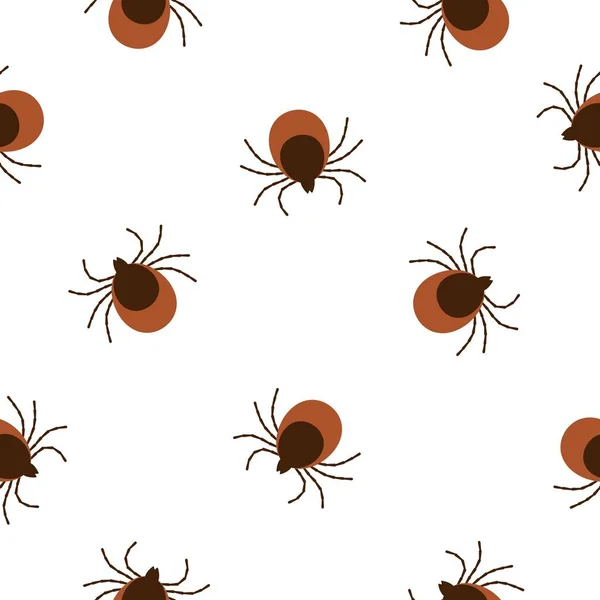 Vektor reális elszigetelt zökkenőmentes mintát kullancs rovarok dekoráció és borító a fehér háttér. Lapos illusztráció. Az atka veszélyének fogalma — Stock Vector