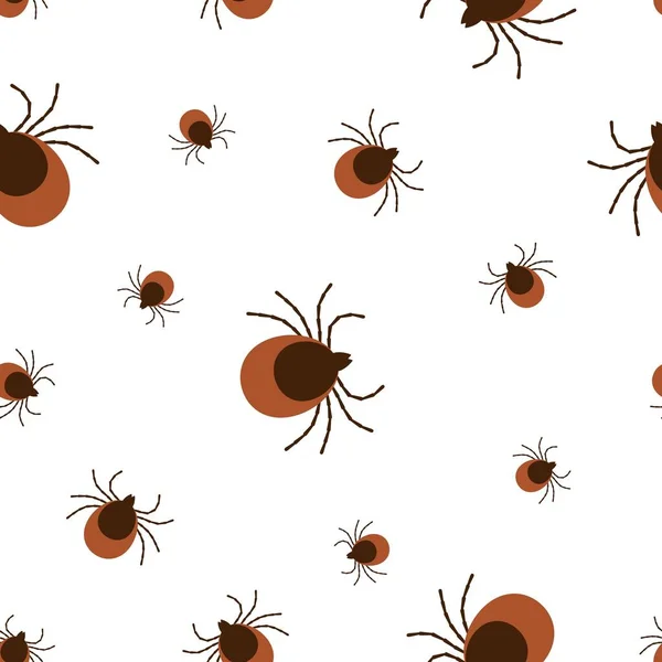 Vektor reális elszigetelt zökkenőmentes mintát kullancs rovarok dekoráció és borító a fehér háttér. Lapos illusztráció. Az atka rovarveszélyének fogalma — Stock Vector