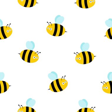 Bal arısı desensiz bal peteği taşıyıcı eşarp izole çizgi film arka plan karo duvar kağıdı çizimi