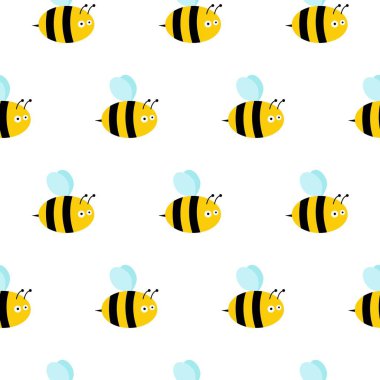 Arılar kusursuz desen. Vektör çizimi. Uçan arıların resmi.