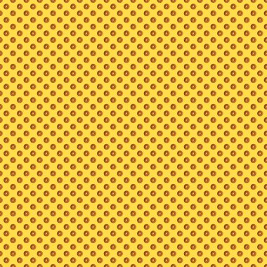 Sarı arka planda susam tohumlu kurabiye şablonu. Yukarıdan bak. Yaratıcı tasarım, minimal düz konsept.