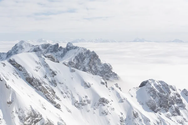 안개-오스트리아 위에 Dachstein 산 — 스톡 사진