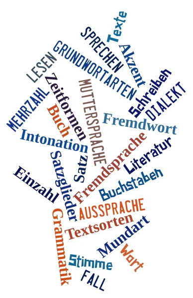 Word cloud för språk tyska — Stockfoto