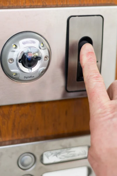 Security system at the entrance - Finger Scan and Camera — Stock Photo, Image